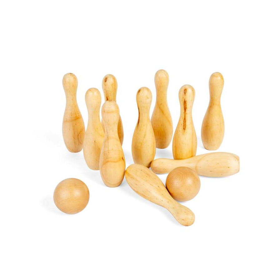 Bigjigs Wooden Natural 10 Pin Bowling Set