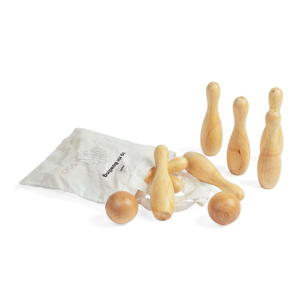 Bigjigs Wooden Natural 10 Pin Bowling Set