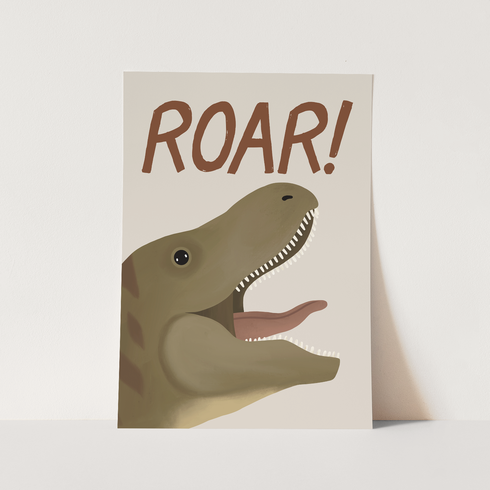 Kid of the Village Roar Dinosaur Art Print - Stone