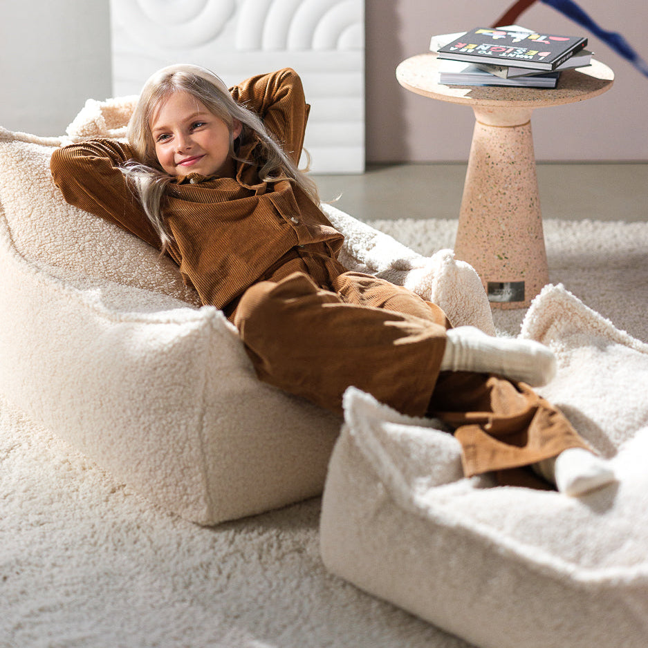 Wigiwama Beanbag Chair & Ottoman Set - Cream