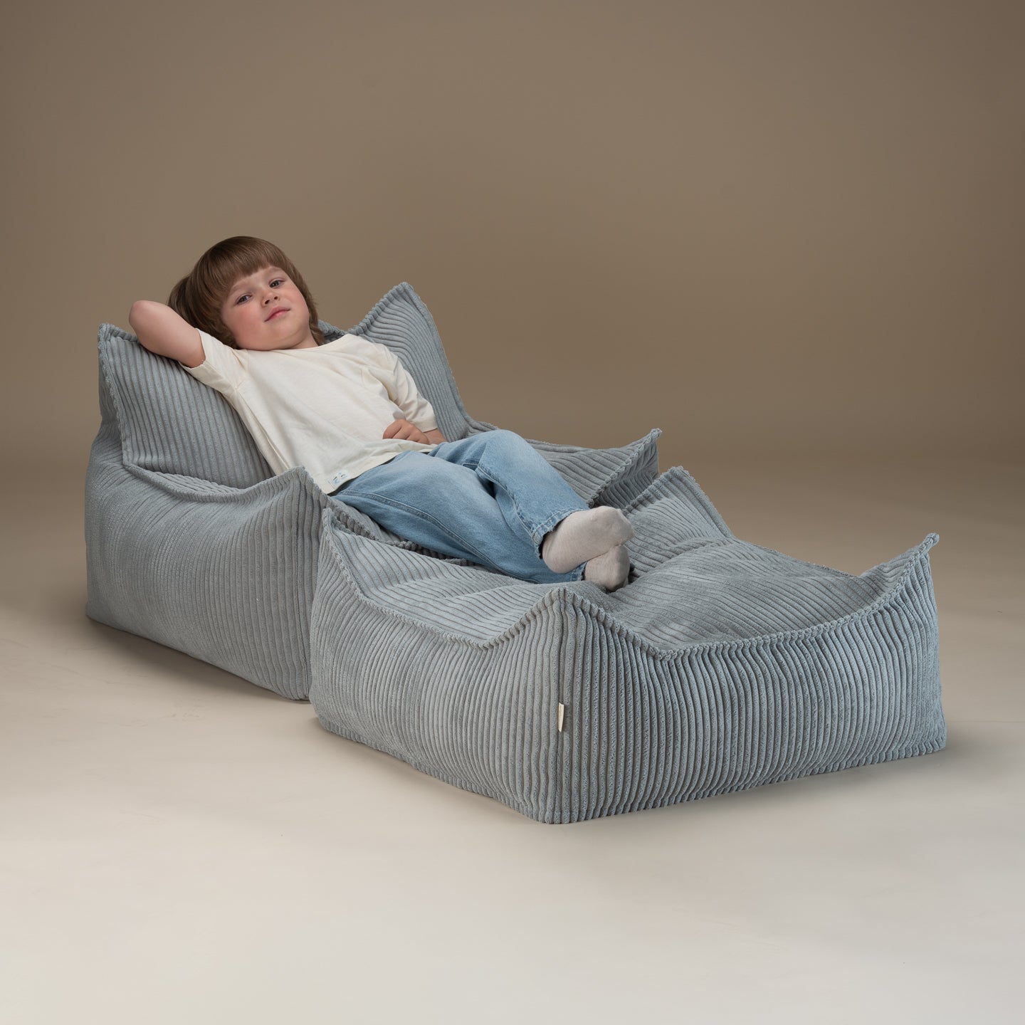Wigiwama Beanbag Chair & Ottoman Set - Corduroy Peppermint