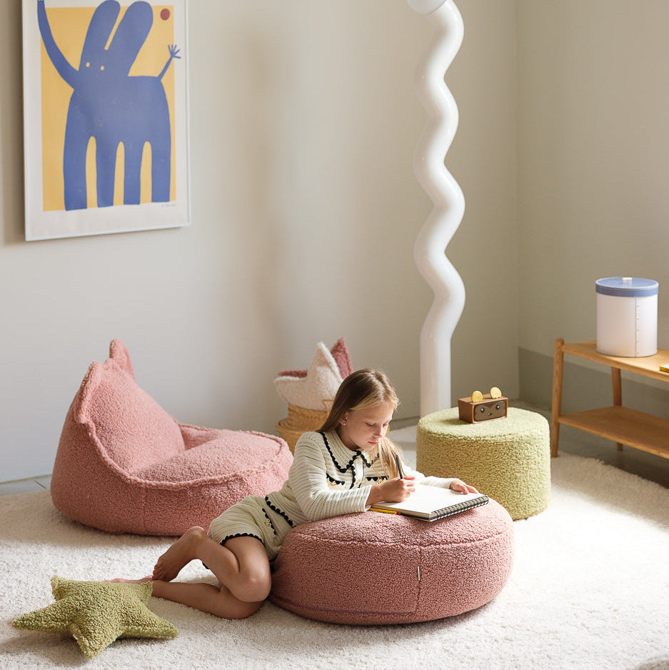 Wigiwama Bear Beanbag & Ottoman Set - Guava