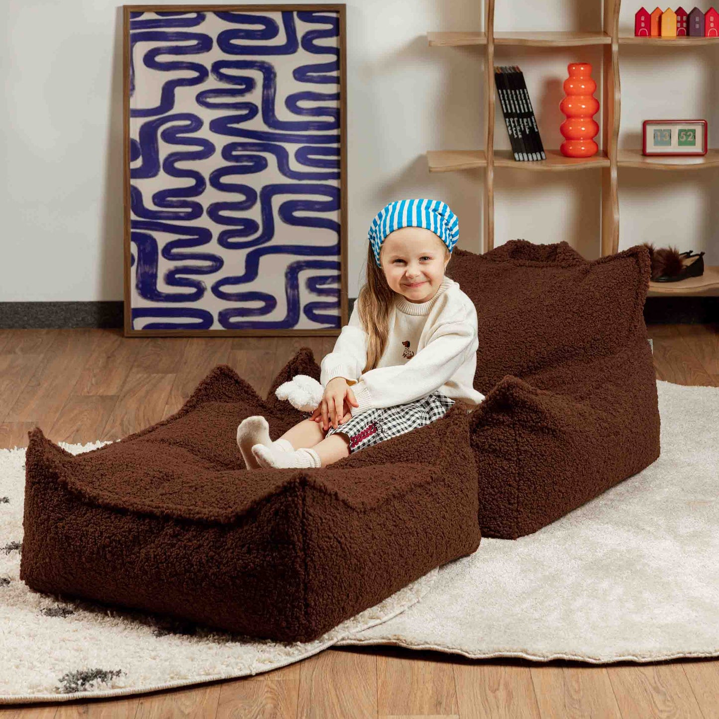 Wigiwama Beanbag Chair & Ottoman Set - Warm Hazel