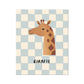 Kid of the Village Giraffe Check Art Print - Blue