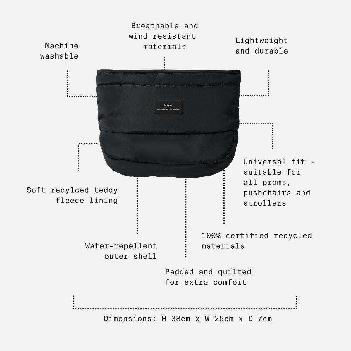 Finnsøn AGNAR Eco Universal Mono Mitten - Black