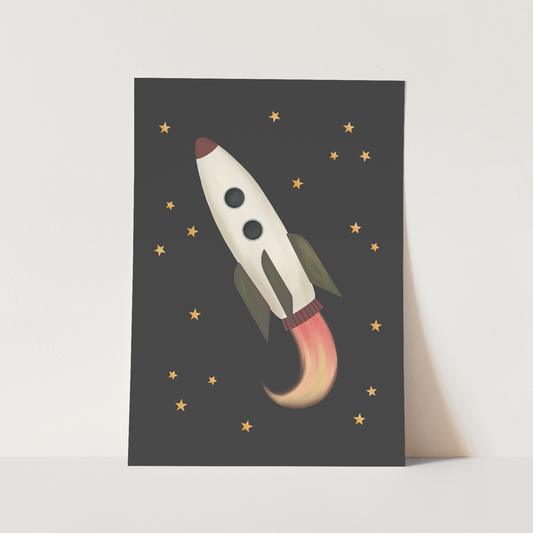 Kid of the Village Rocket Art Print - Black