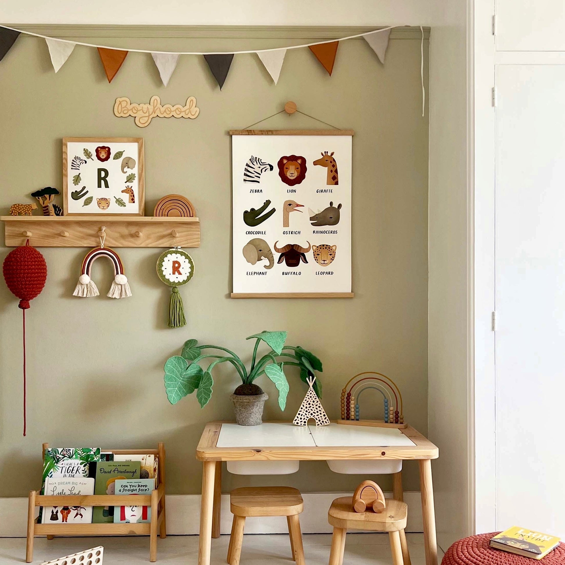 Kid of the Village Animal Safari Art Print - White