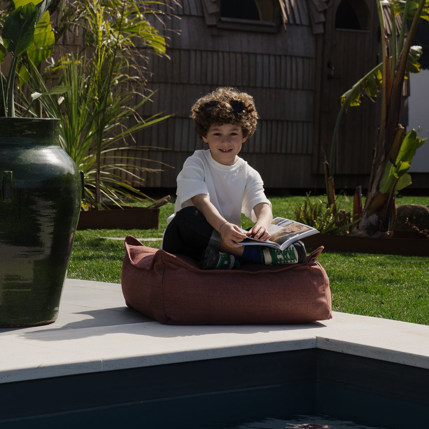 Wigiwama Outdoor Square Ottoman - Pomegranate