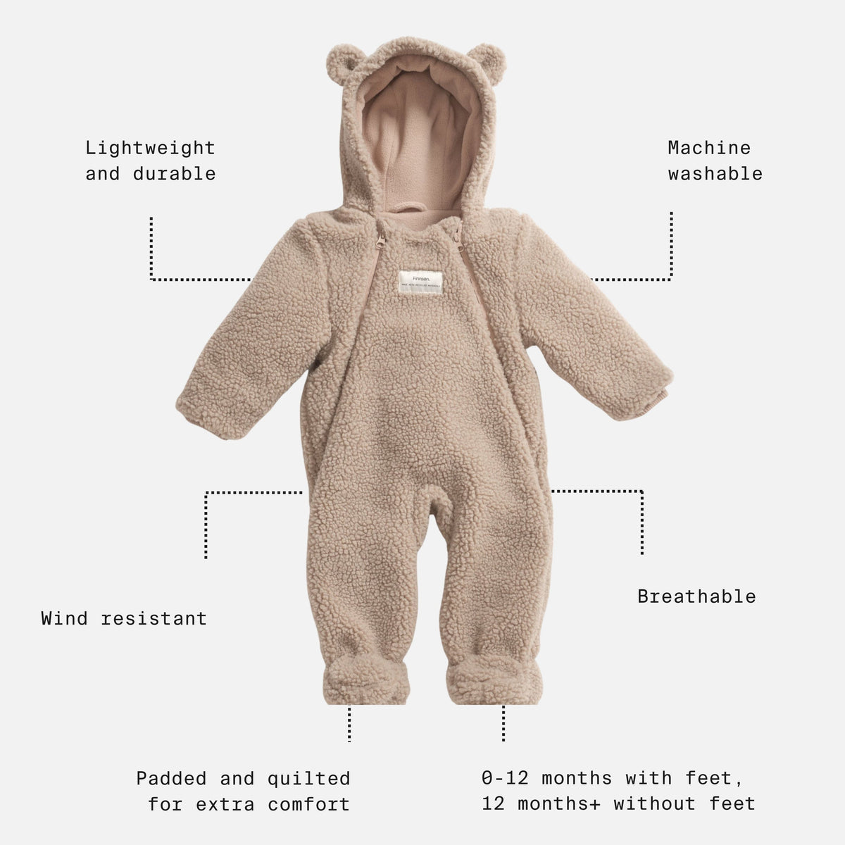 Finnsøn ALF Eco Pramsuit - Beige (Footless)