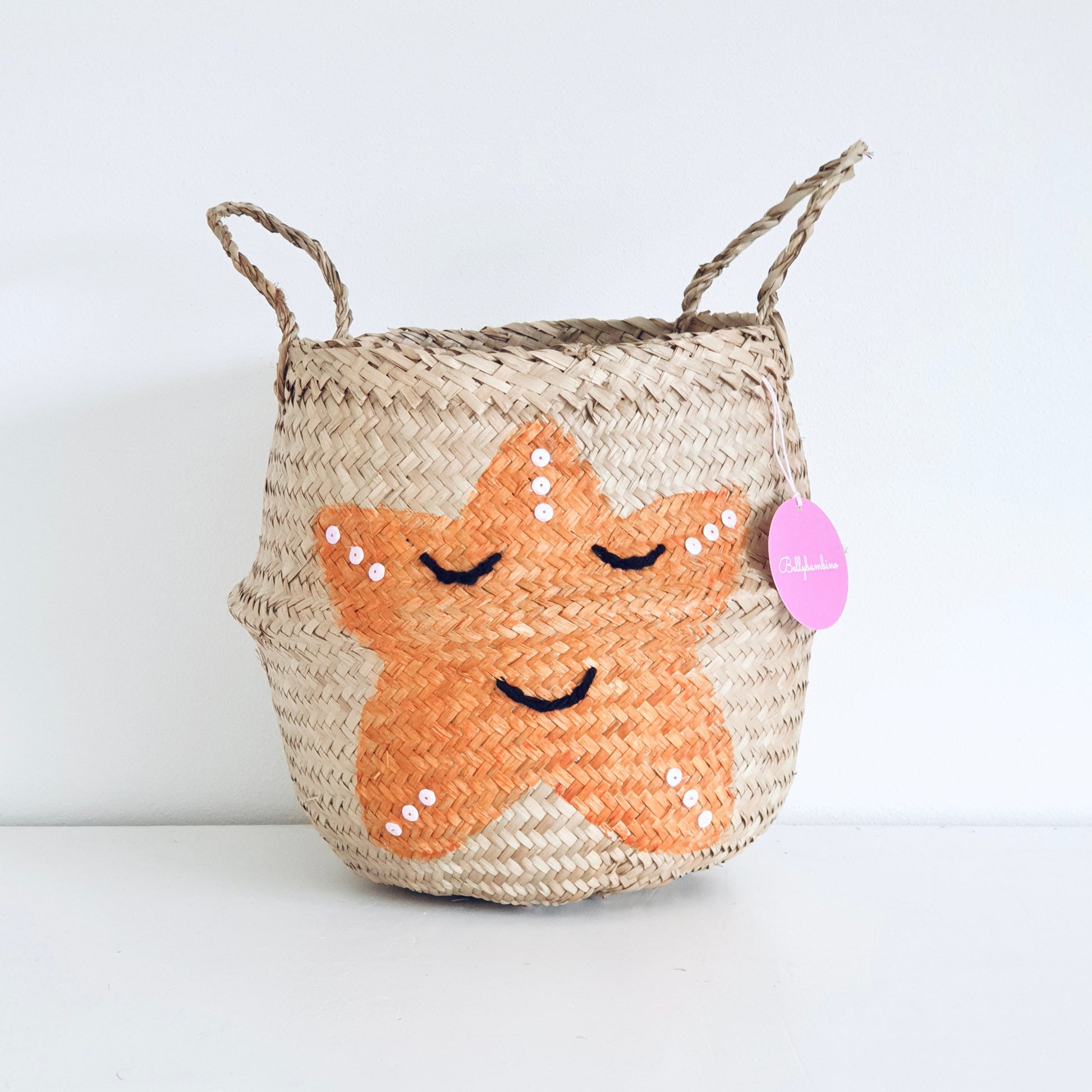 Bellybambino Orange Starfish Seagrass Basket - Small