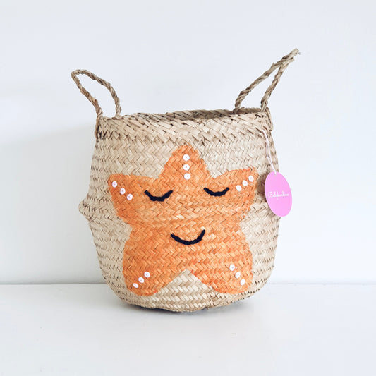 Bellybambino Orange Starfish Seagrass Basket - Small