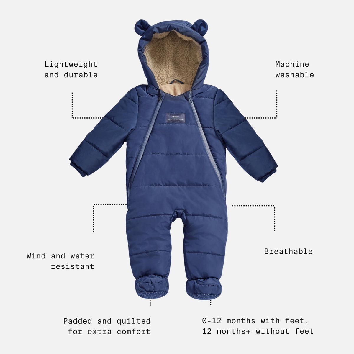 Finnsøn ANDERS Eco Snowsuit - Navy (With Feet)