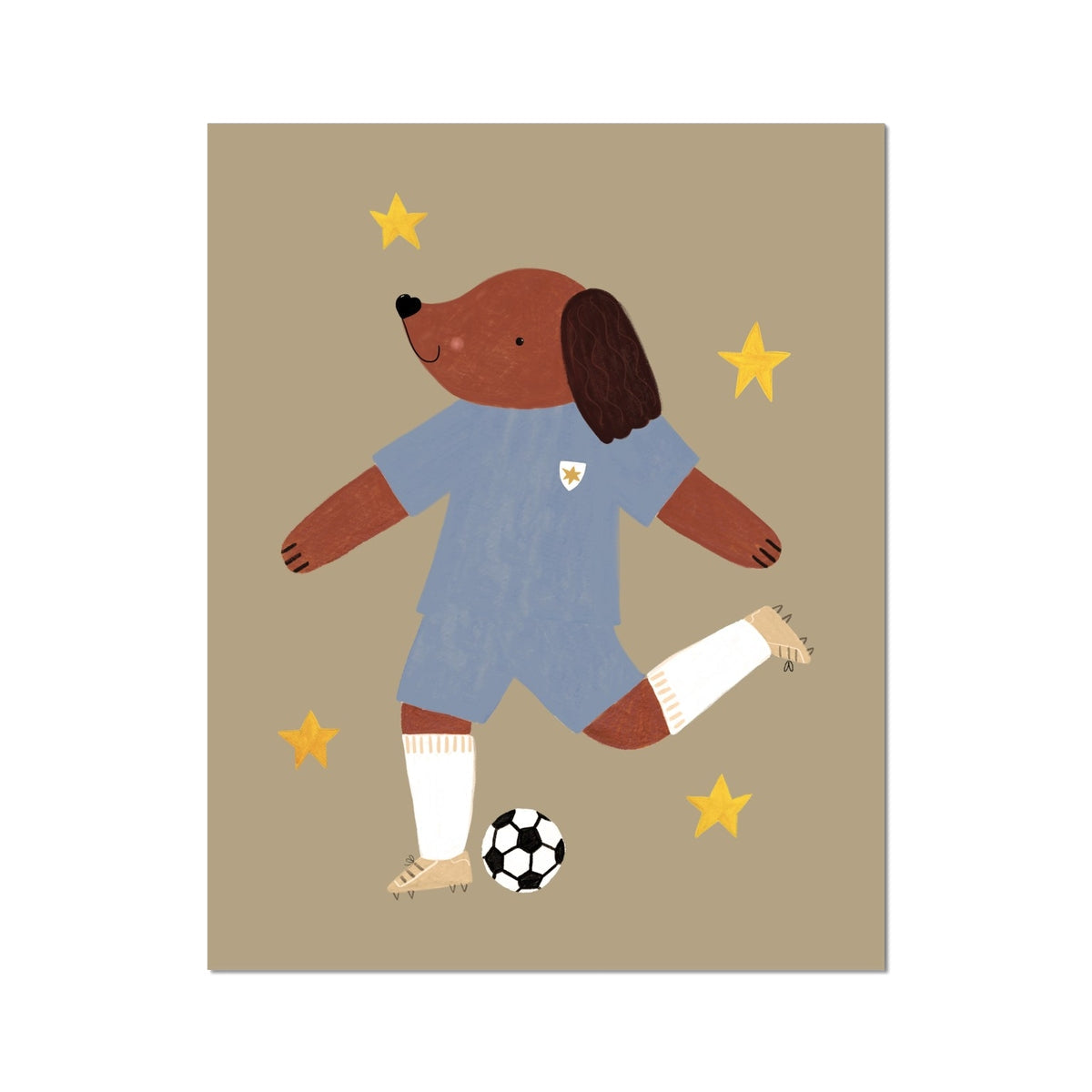 Kid of the Village Footie Pup Art Print - Blue