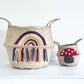 Bellybambino Maroon Tassel Rainbow Seagrass Basket - Extra Large