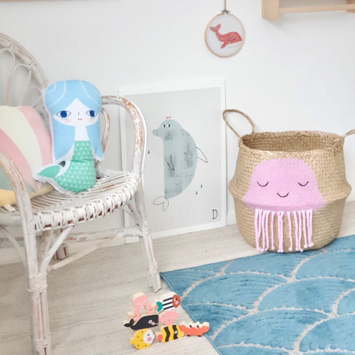 Bellybambino Pink Jellyfish Seagrass Basket - Extra Large