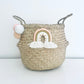 Bellybambino Macrame Rainbow Pom Pom Seagrass Basket - Large