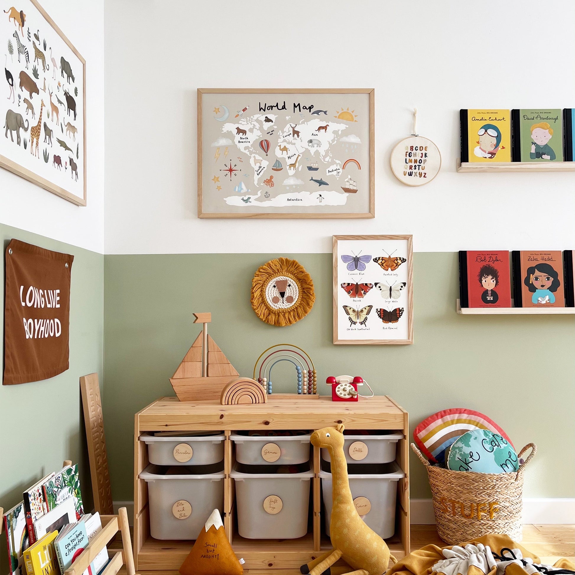 Kid of the Village World Map Art Print - Stone