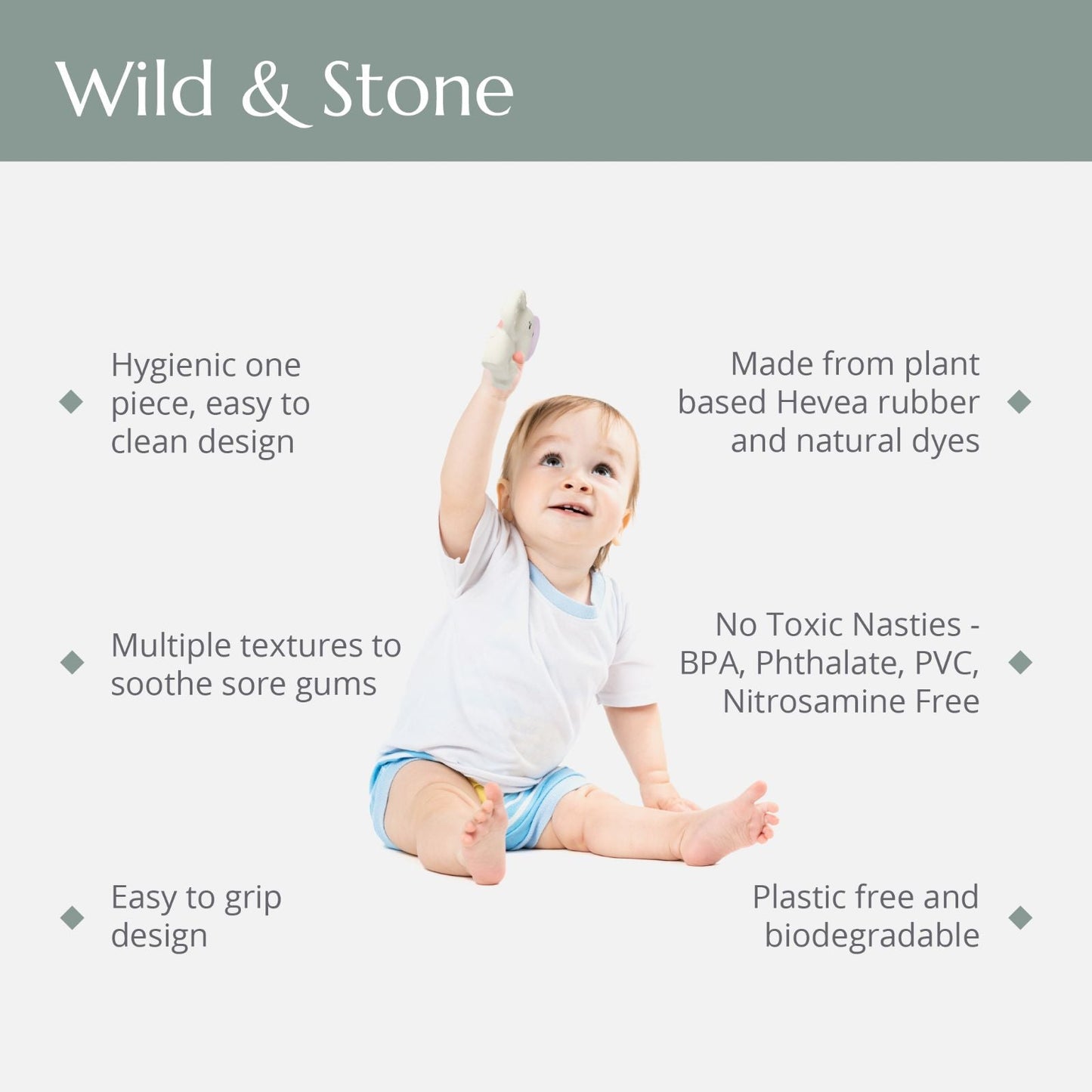 Wild & Stone Natural Rubber Teether - Elephant