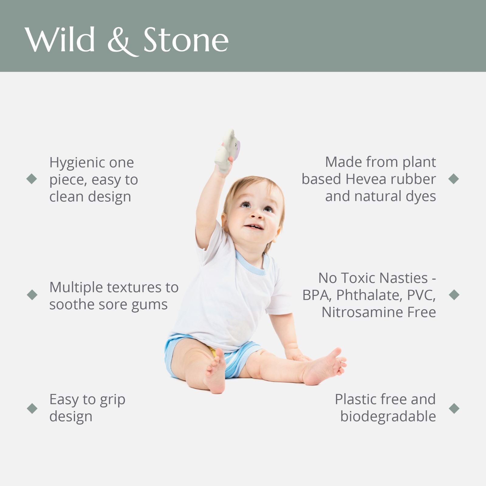 Wild & Stone Natural Rubber Teether - Elephant