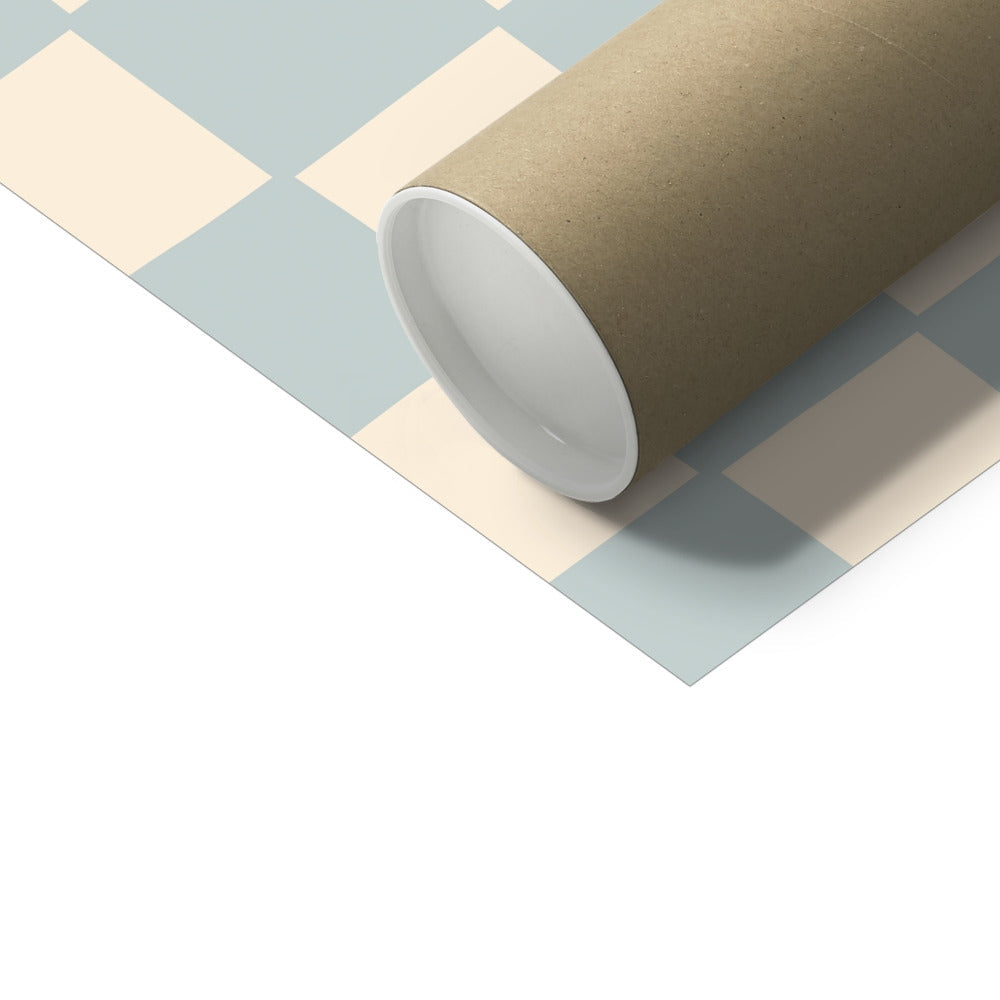 Kid of the Village Elephant Check Art Print - Blue