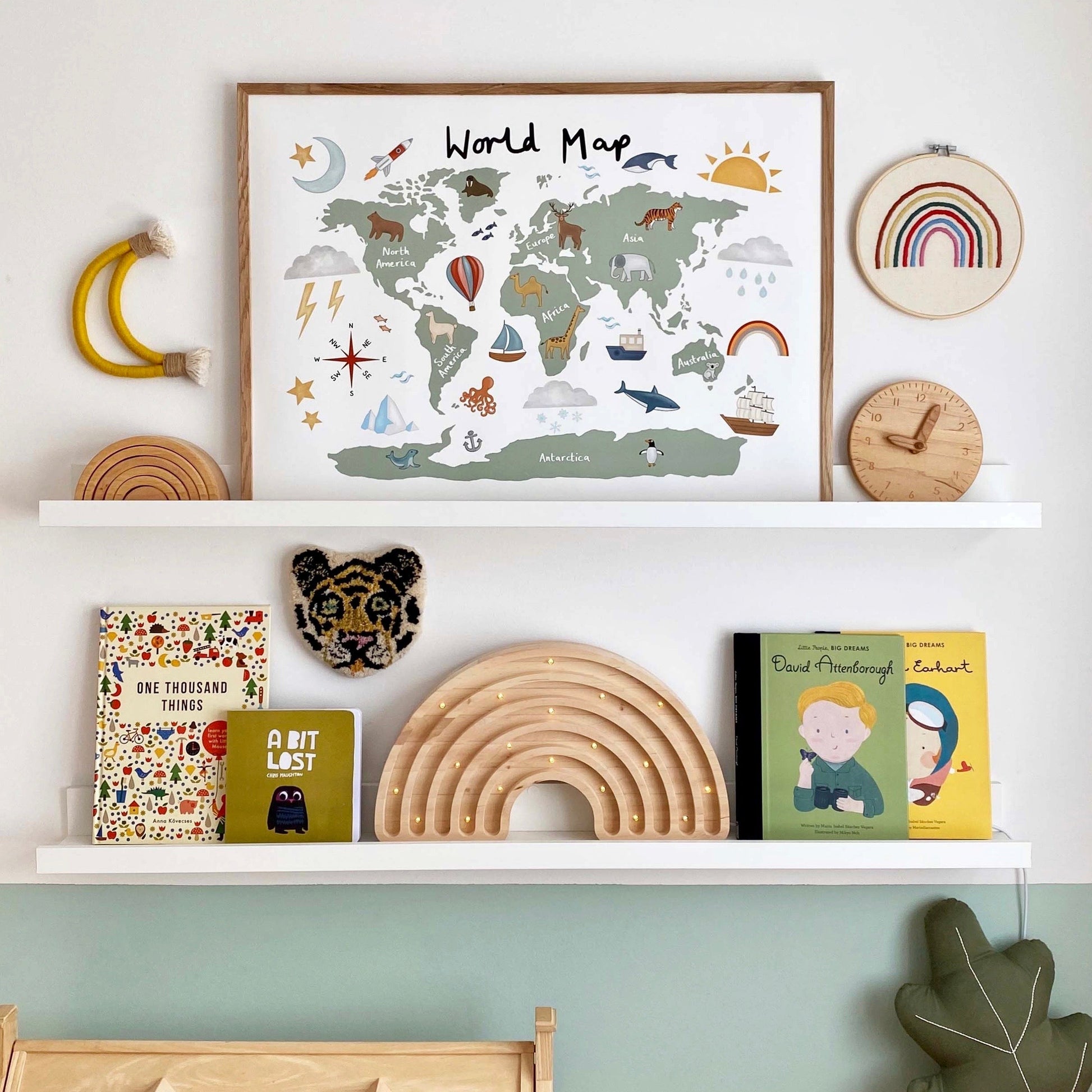 Kid of the Village World Map Art Print - White