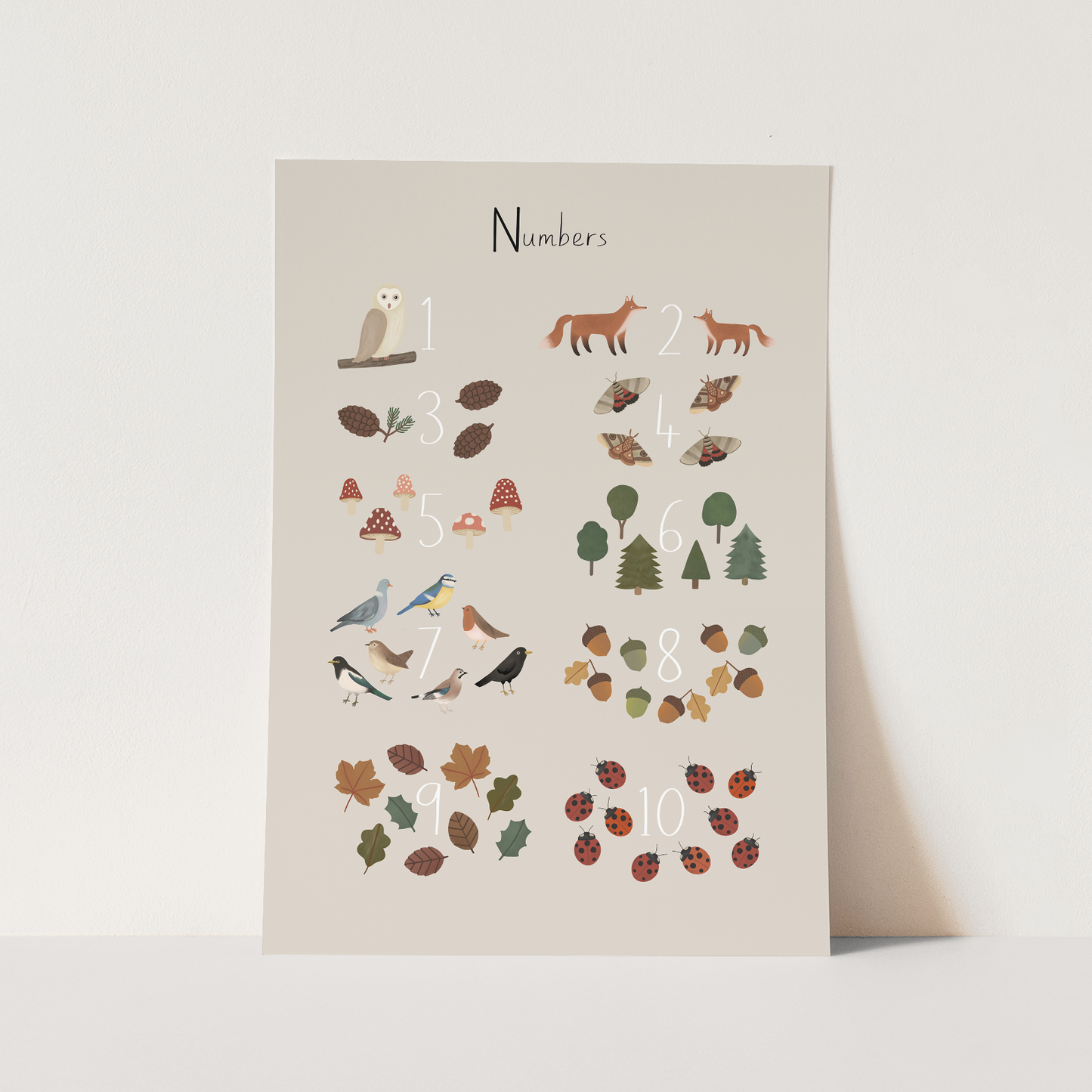 Kid of the Village Woodland Numbers Art Print - Stone