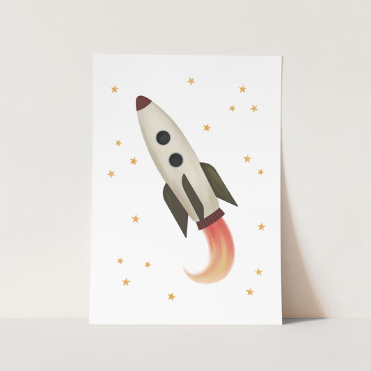 Kid of the Village Rocket Art Print - White