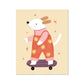 Kid of the Village Skater Pup Art Print - Red