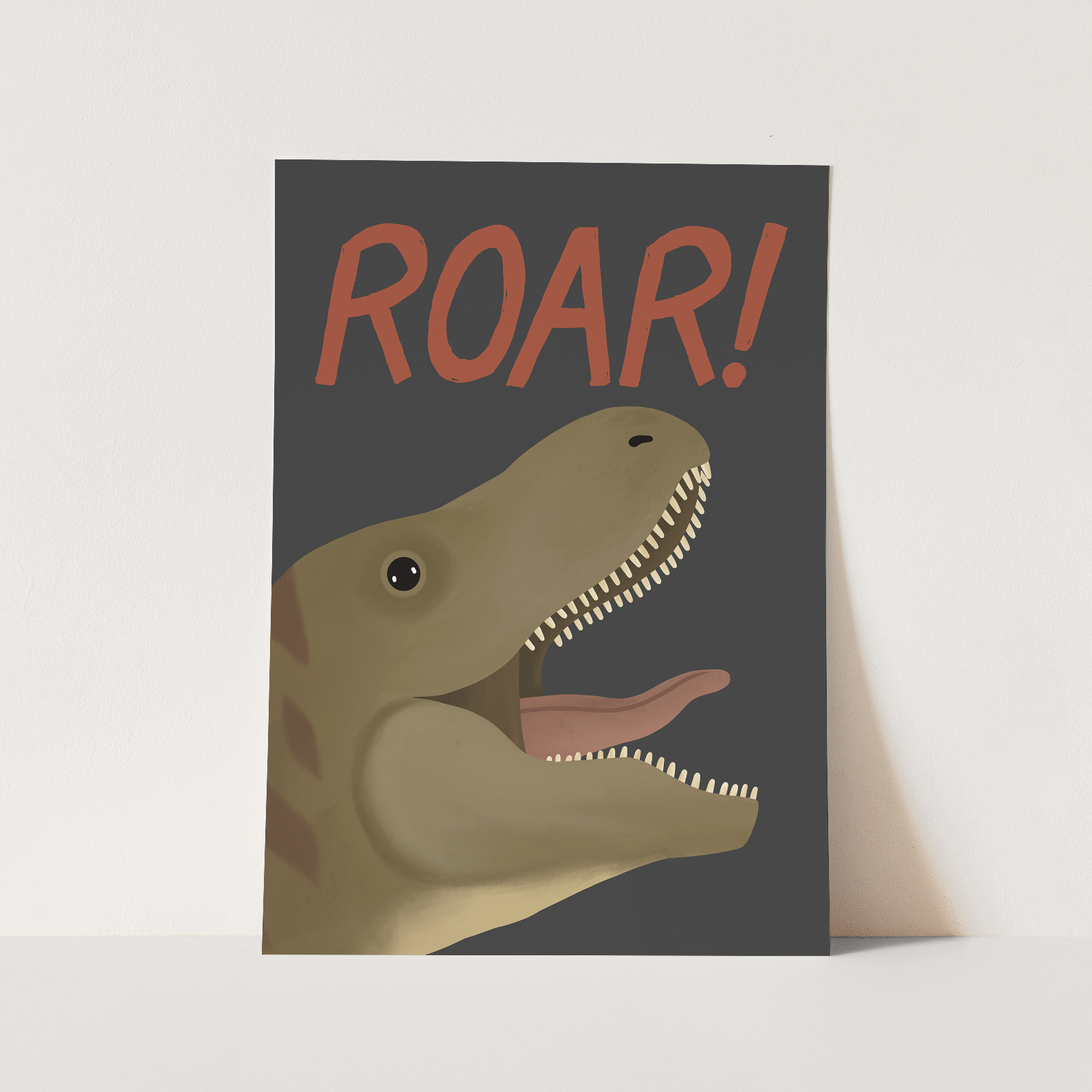 Kid of the Village Roar Dinosaur Art Print - Black
