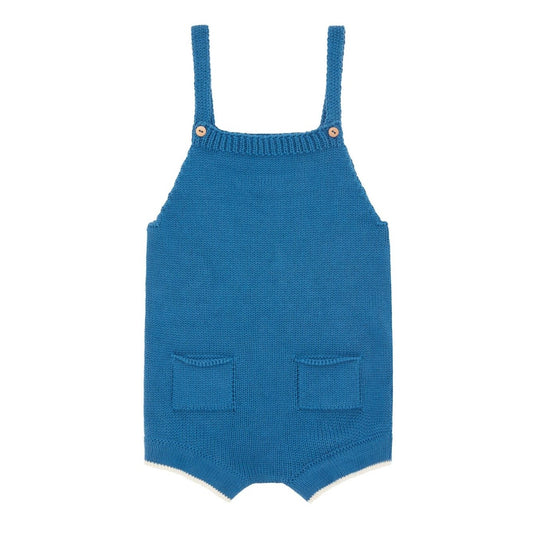 Organic Cotton Nordic Knit Baby Playsuit in Fjord Blue by Vild House of Little
