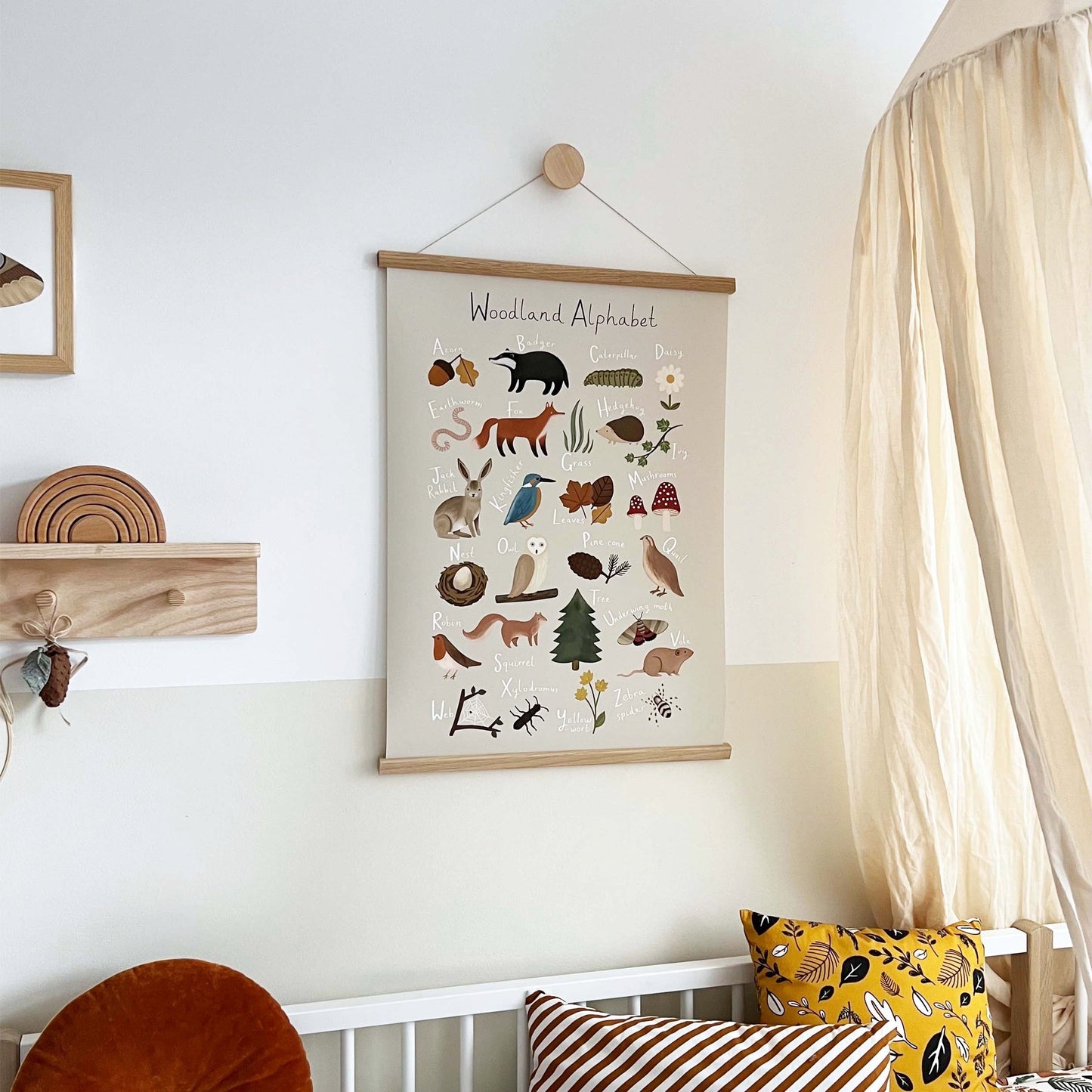 Kid of the Village Woodland Alphabet Art Print - Stone