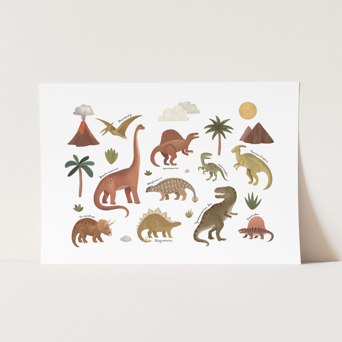 Kid of the Village Dinosaurs Art Print - White