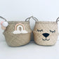 Bellybambino Macrame Rainbow Pom Pom Seagrass Basket - Large