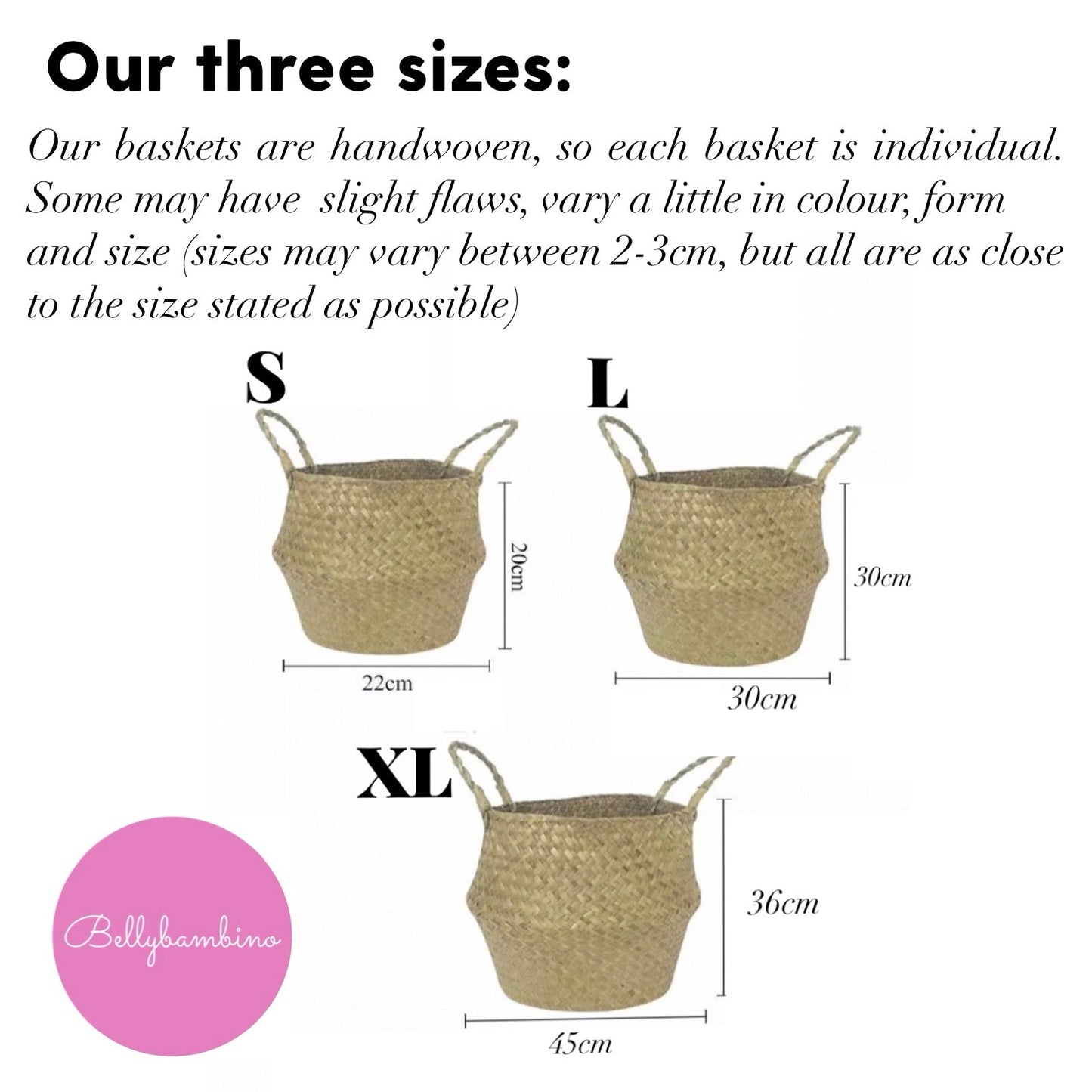 Bellybambino Sweet Cheeks Bow Seagrass Basket - Large