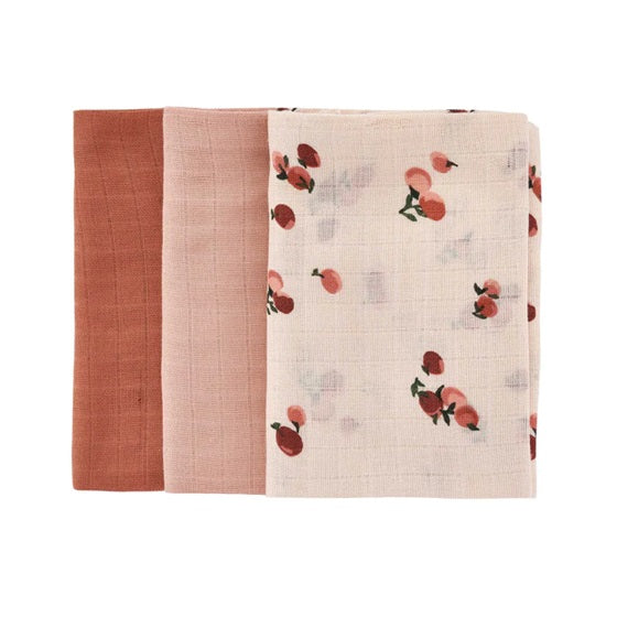 Avery Row Organic Muslin Cloths - 3 Pack - Peaches