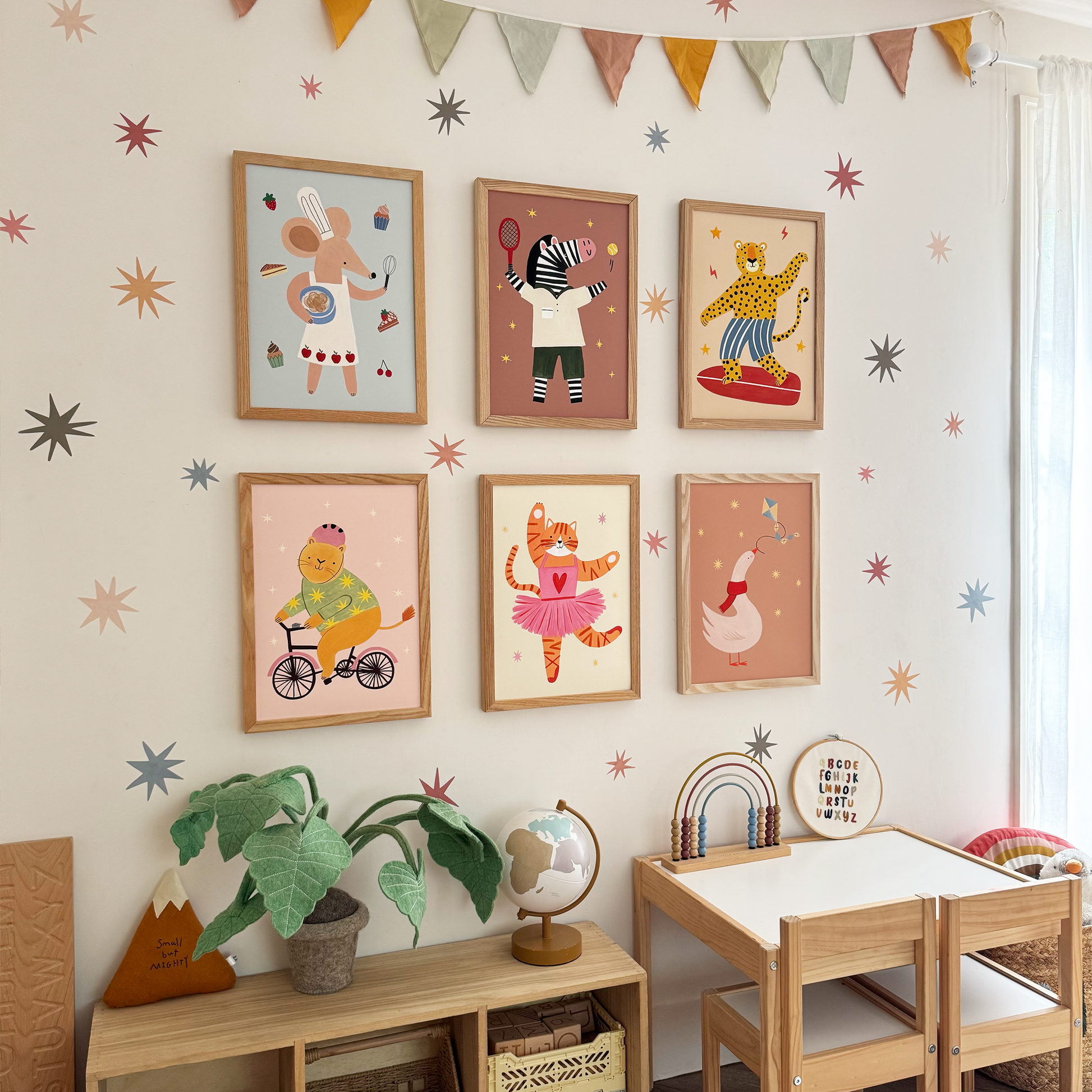 Kid of the Village Cycling Lion in Pink Art Print