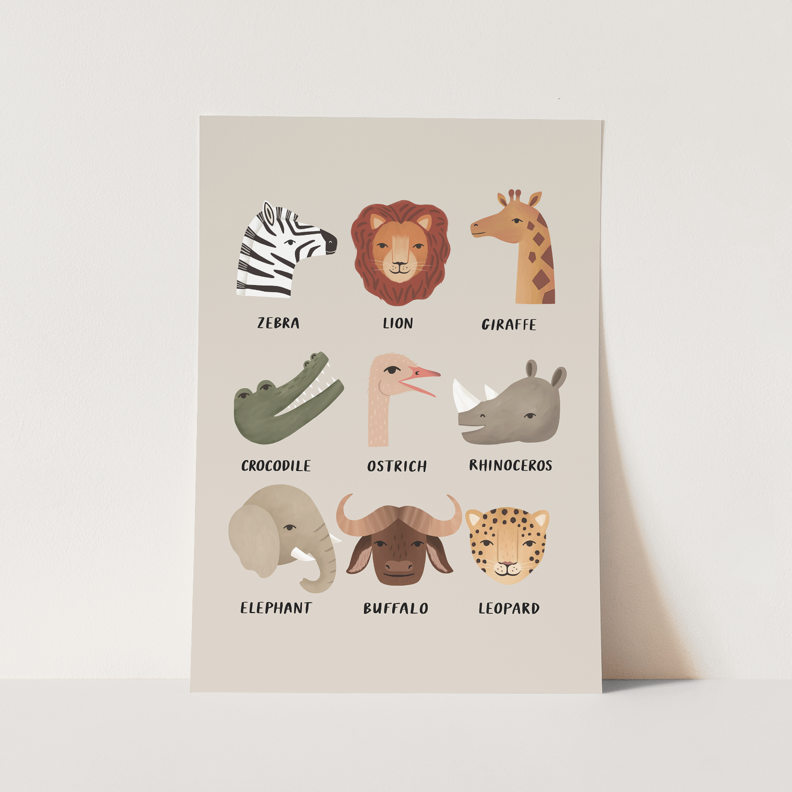 Kid of the Village Animal Safari Art Print - Stone