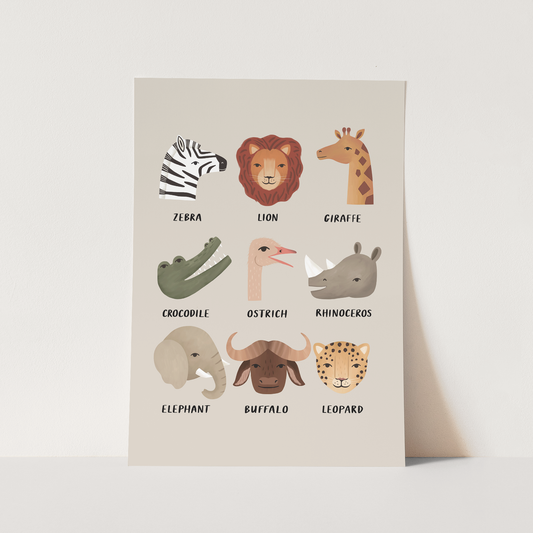 Kid of the Village Animal Safari Art Print - Stone