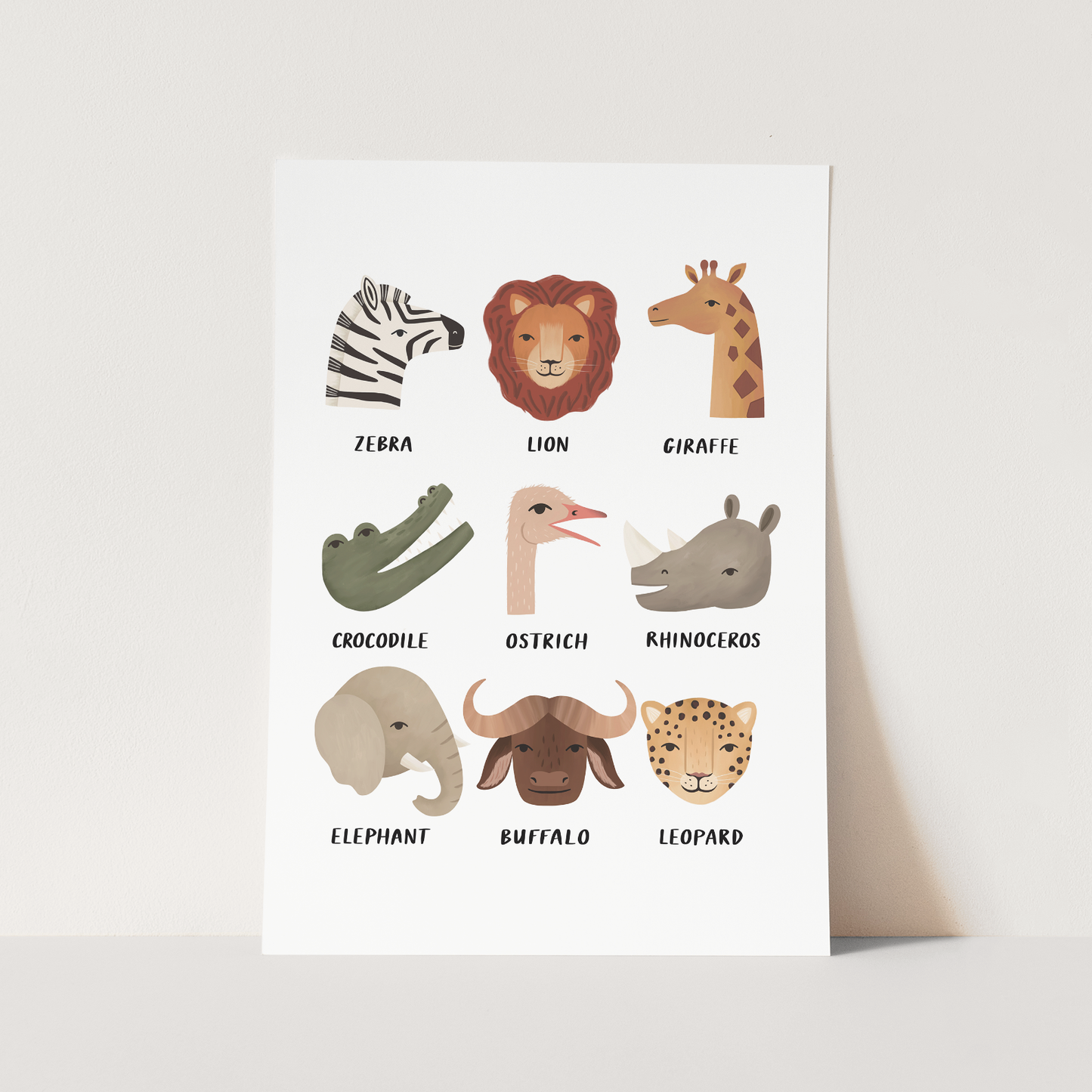 Kid of the Village Animal Safari Art Print - White