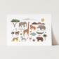 Kid of the Village Animals on Safari Art Print - White
