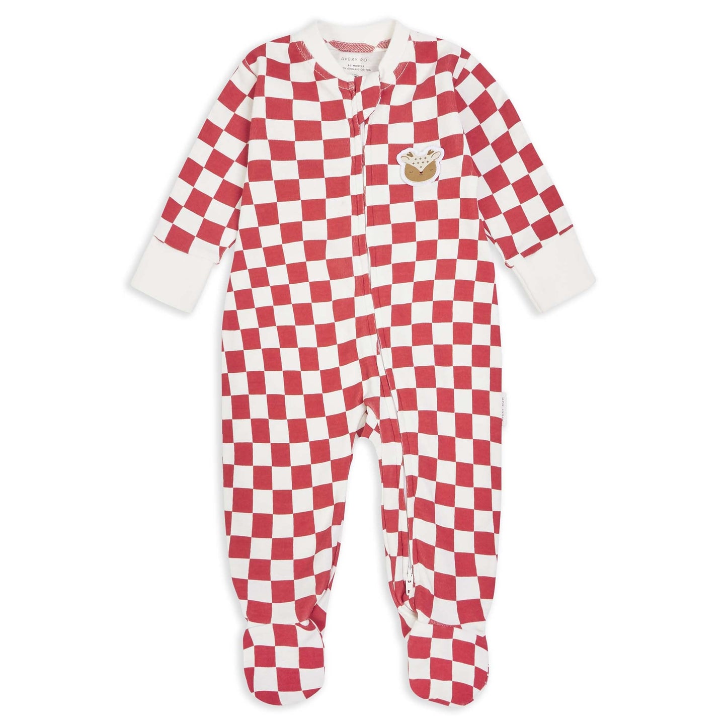 Avery Row Baby Jersey Sleepsuit - Red Checkerboard