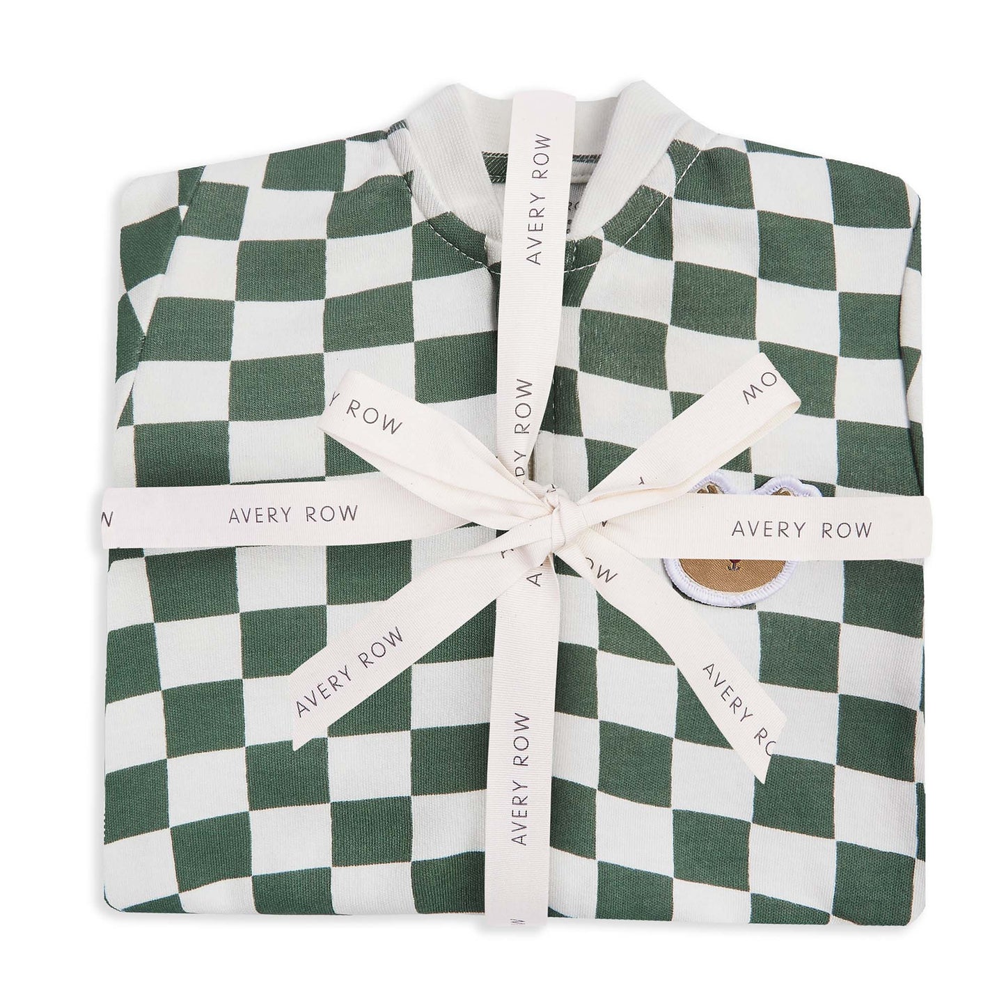 Avery Row Baby Jersey Sleepsuit - Green Checkerboard