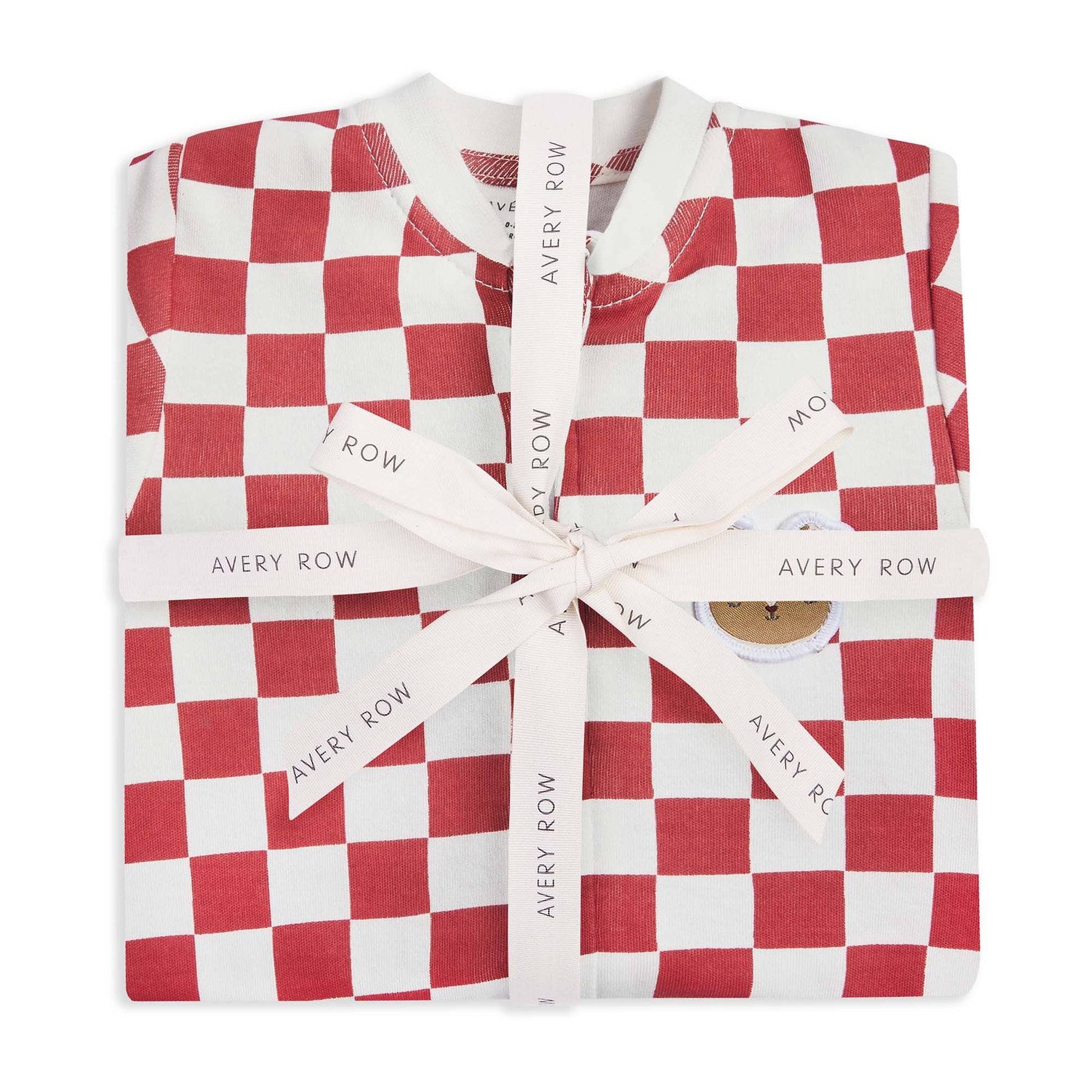 Avery Row Baby Jersey Sleepsuit - Red Checkerboard