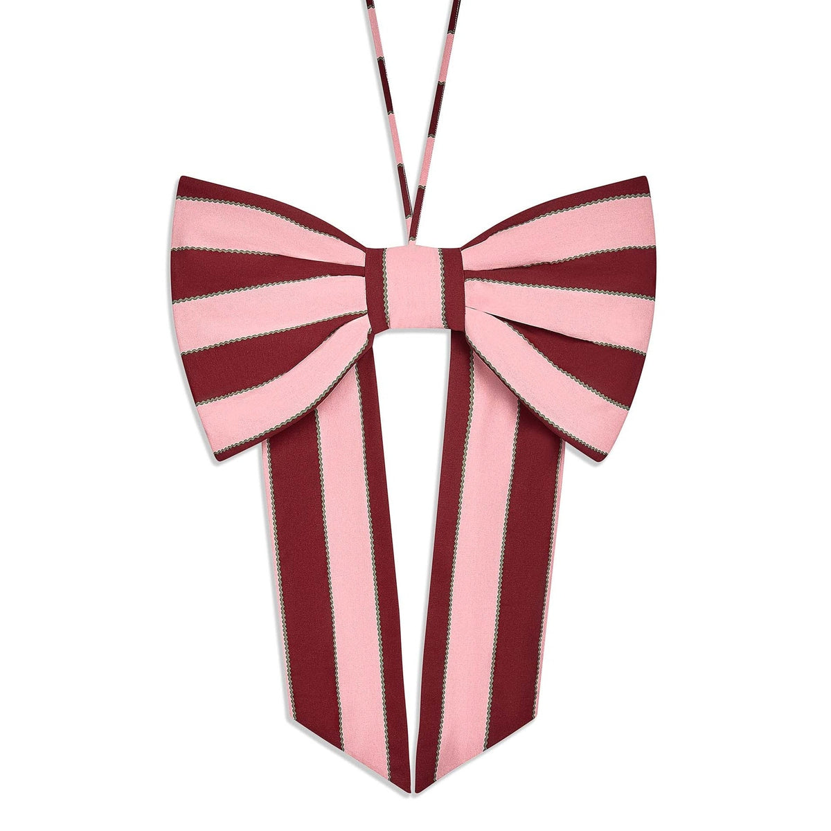Avery Row Christmas Hanging Bow - Bold Stripe Burgundy