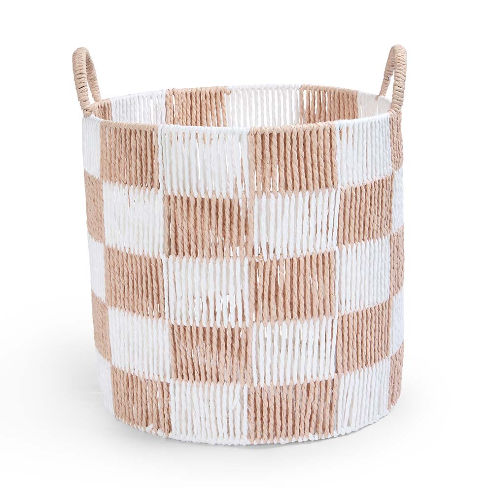 Avery Row Checkerboard Storage Basket - Large - Nude