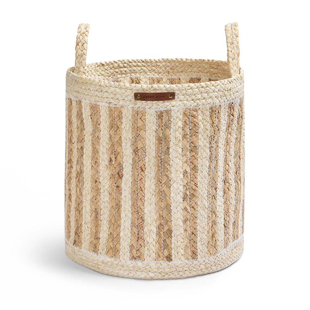 Avery Row Maize Stripe Storage Basket - Set of 3 - Natural