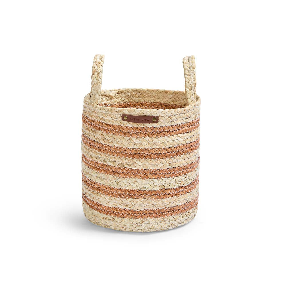Avery Row Maize Stripe Storage Basket - Set of 3 - Natural