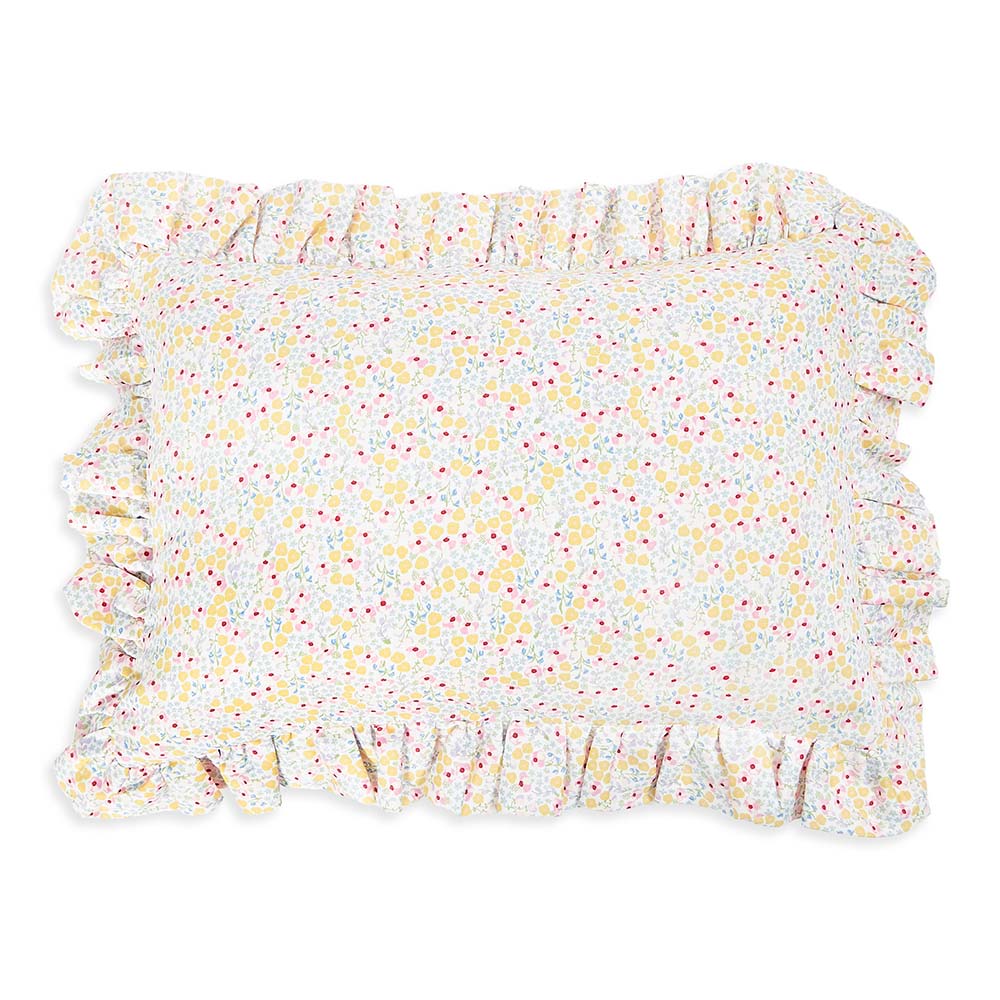Avery Row Rectangular Linen Frill Cushion - Wildflower Garden