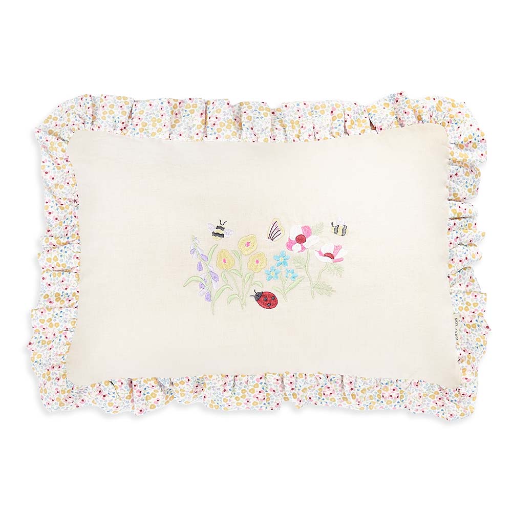 Avery Row Rectangular Linen Frill Cushion - Wildflower Garden