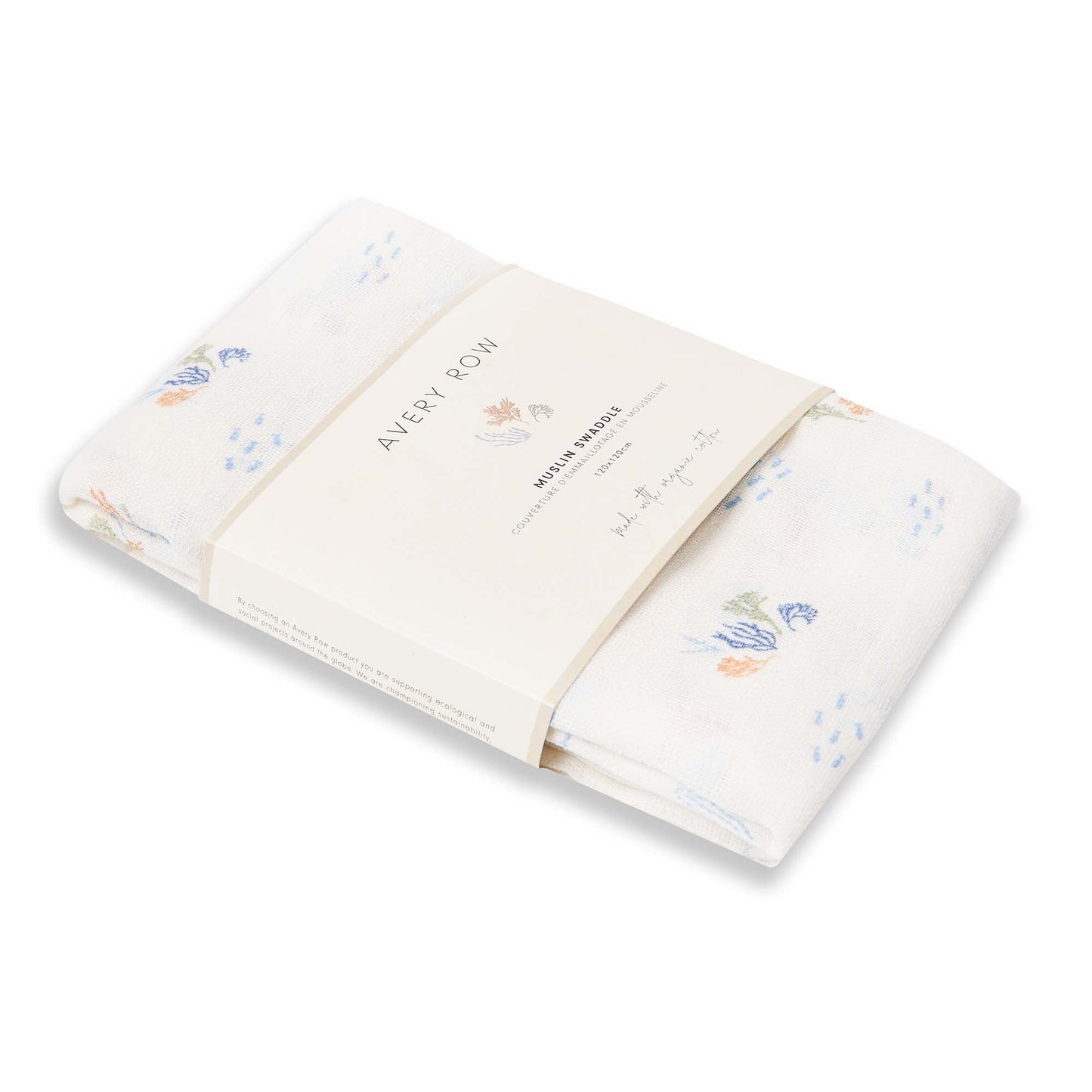 Avery Row Organic Baby Muslin Swaddle - Coastline